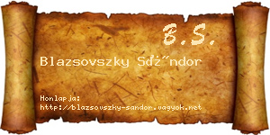 Blazsovszky Sándor névjegykártya