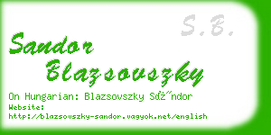 sandor blazsovszky business card